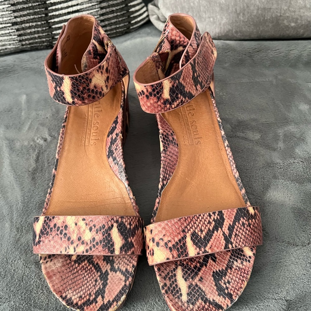Gentle Souls by Kenneth Cole Chic Snake Print Sandals - Picture 2 of 6